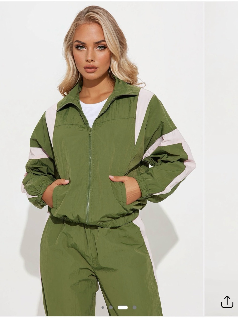 Fashion Nova Olive & Pale Pink Track Suit - Picture 10 of 10